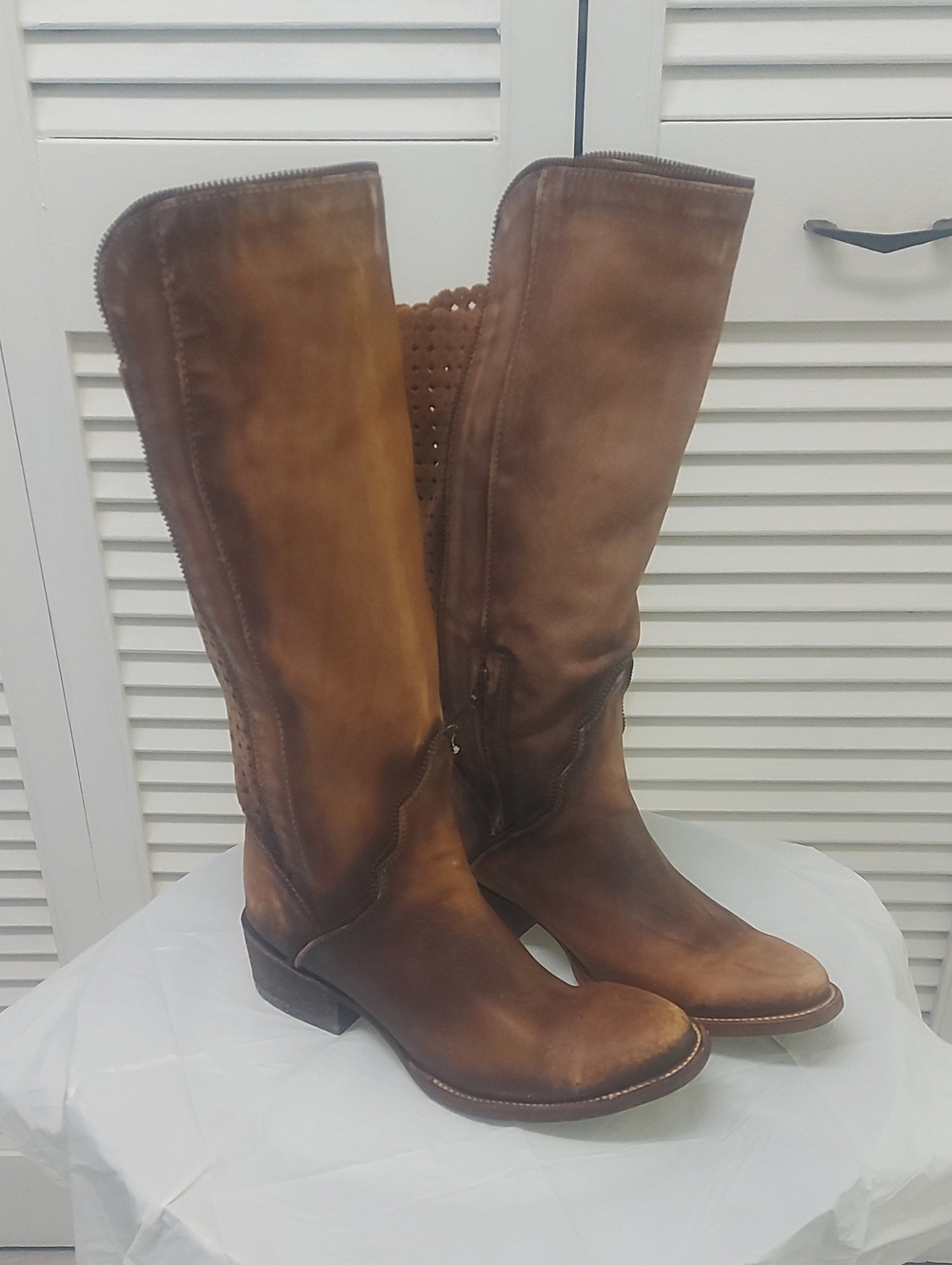 Women's Tall Brown Leather Riding Boots